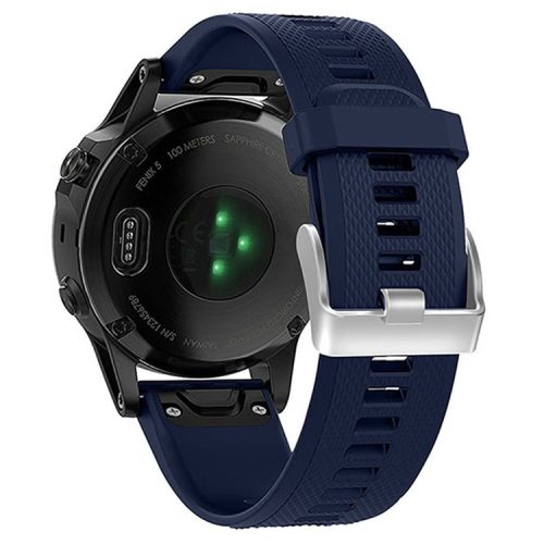 KALEBOL KLB-LWGJ-001 For Garmin Fenix 7  /  7 Pro Watch Bracelet QuickFit 22mm Strap with Grid Texture - Midnight Blue