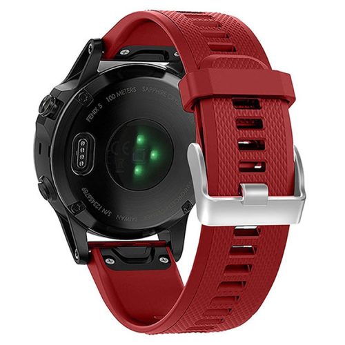 KALEBOL KLB-LWGJ-001 For Garmin Fenix 7  /  7 Pro Watch Bracelet QuickFit 22mm Strap with Grid Texture - Red