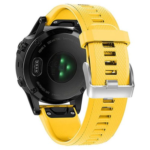 KALEBOL KLB-LWGJ-001 For Garmin Fenix 7  /  7 Pro Watch Bracelet QuickFit 22mm Strap with Grid Texture - Yellow