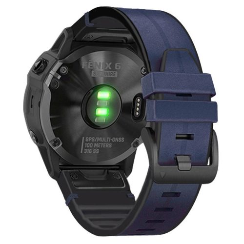 KALEBOL KLB-PWGJPU-001 Watch Strap for Garmin QuickFit 26mm PU Leather Coated Silicone Band - Midnight Blue