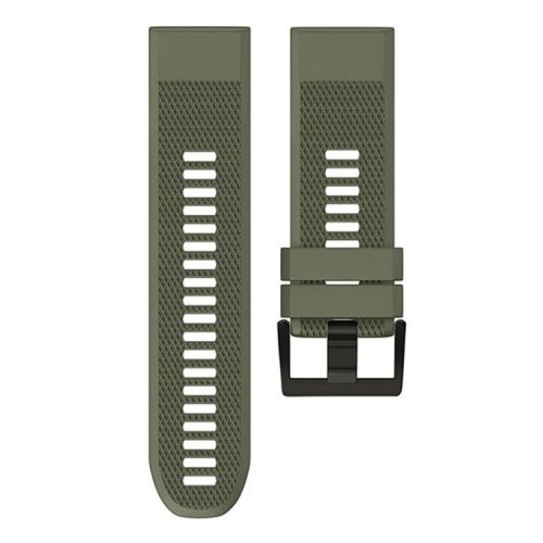 KALEBOL KLB-SJLWGJ-001 For Garmin Fenix 7X / Fenix 7X Pro Watch Band 26mm Triangular Diamond Pattern Silicone Strap - Army Green