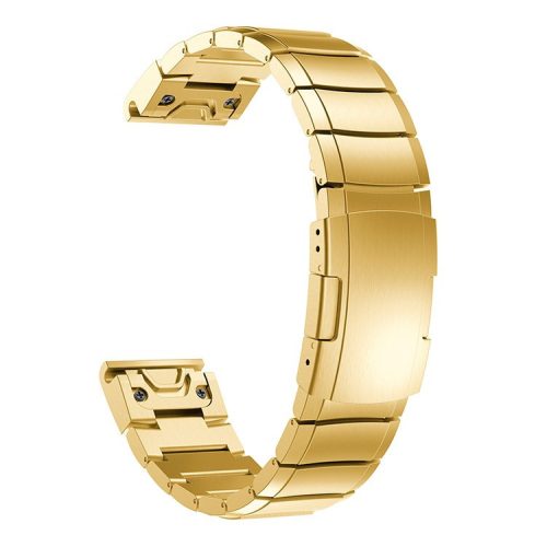 Stainless Steel Bracelet Link Chain Watch Band with Quick Fit Push Buckle for Garmin Fenix 5 195mm - Gold