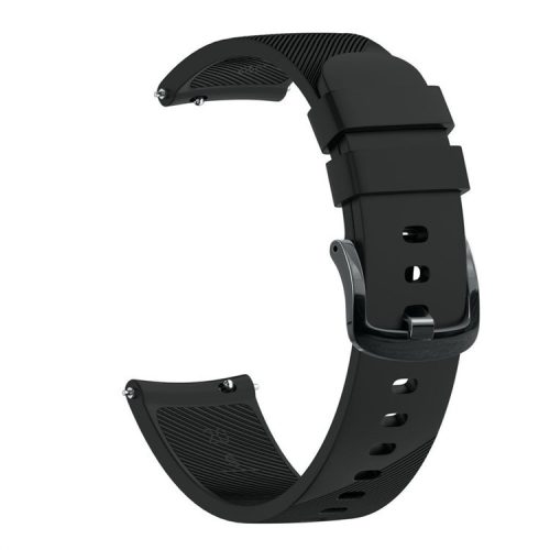 Twill Texture Silicone Watch Band Replacement 20mm for Samsung Galaxy Watch4 Classic 46mm 42mm/Watch4 44mm 40mm/Garmin Forerunner 645 - Black