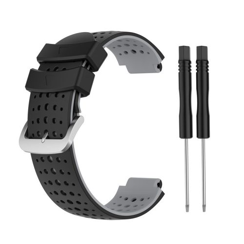 Two Color Silicone Watch Strap Bracelet Wristband Replacement for Garmin Forerunner 735XT 620 630 220 230 235 - Black / Grey