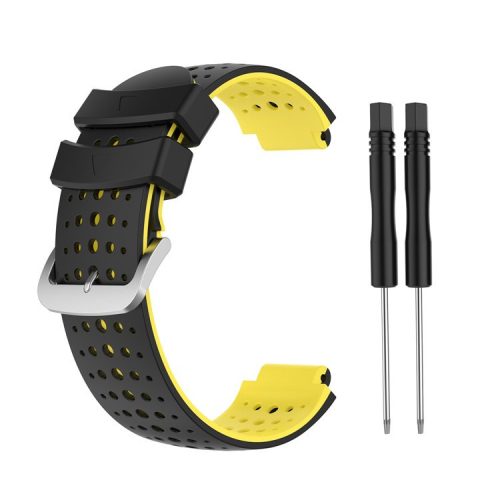 Two Color Silicone Watch Strap Bracelet Wristband Replacement for Garmin Forerunner 735XT 620 630 220 230 235 - Black / Yellow