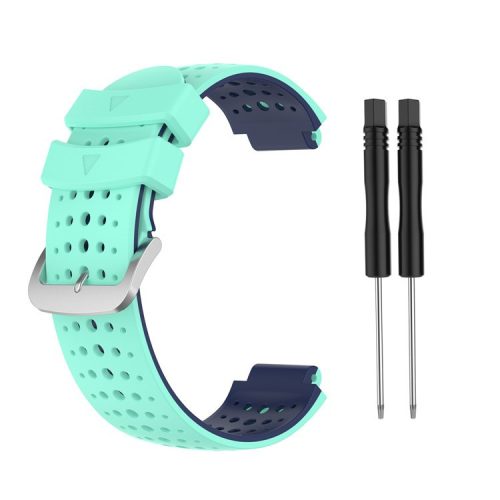 Two Color Silicone Watch Strap Bracelet Wristband Replacement for Garmin Forerunner 735XT 620 630 220 230 235 - Cyan / Dark Blue