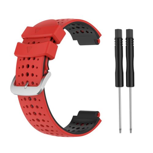 Two Color Silicone Watch Strap Bracelet Wristband Replacement for Garmin Forerunner 735XT 620 630 220 230 235 - Red / Black