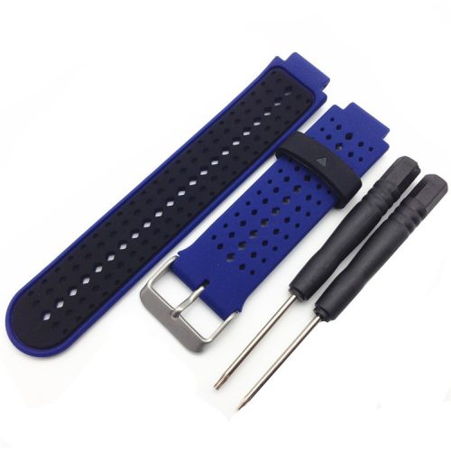 Universal Soft Silicone Watch Strap Dual Color Wrist Band for Garmin Forerunner 220/230/235/630/620/735 - Dark Blue / Black