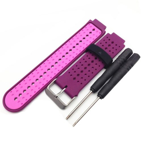 Universal Soft Silicone Watch Strap Dual Color Wrist Band for Garmin Forerunner 220/230/235/630/620/735 - Purple / Pink