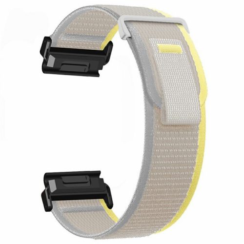 Watch Band for Garmin Fenix 7 / 6 / 5 Replacement Nylon Adjustable Loop Fastener Strap - Cream+White