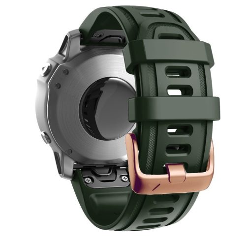 Watch Band for Garmin Fenix 7S / 6S Pro / 5S Plus / Instinct 2S , 20mm Silicone Replacement Strap with Rose Gold Buckle - Army Green