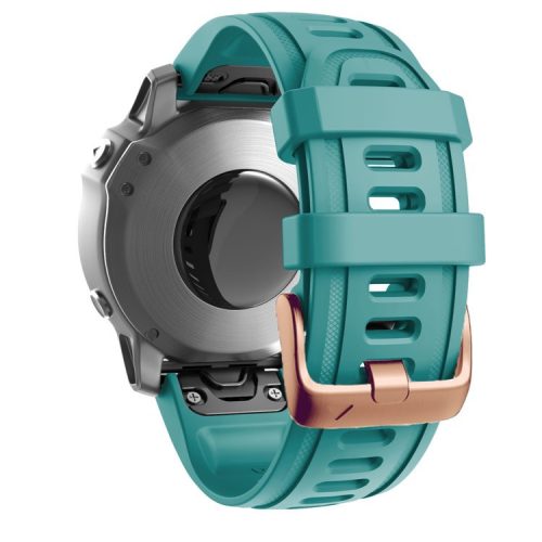 Watch Band for Garmin Fenix 7S / 6S Pro / 5S Plus / Instinct 2S , 20mm Silicone Replacement Strap with Rose Gold Buckle - Blue-green