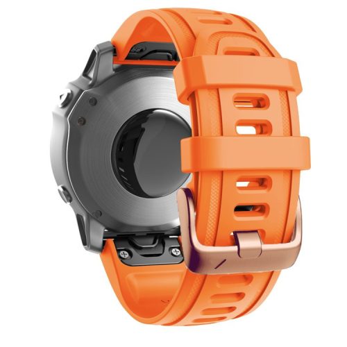 Watch Band for Garmin Fenix 7S / 6S Pro / 5S Plus / Instinct 2S , 20mm Silicone Replacement Strap with Rose Gold Buckle - Orange