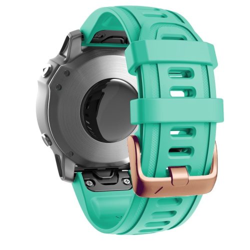 Watch Band for Garmin Fenix 7S / 6S Pro / 5S Plus / Instinct 2S , 20mm Silicone Replacement Strap with Rose Gold Buckle - Teal Green