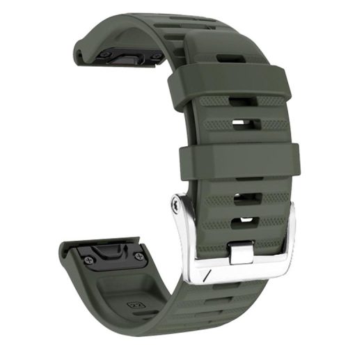 Watch Band for Garmin Forerunner 965 / 955 / 945 / 935 Soft Silicone Strap  Bracelet with Silver Buckle - Army Green