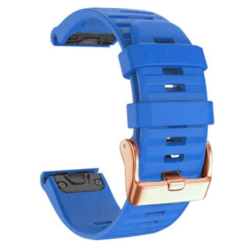 Watch Bands for Garmin Fenix 7S / 6S Pro / 5S Plus / Instinct 2S , Horizontal Stripes Silicone 20mm Strap with Rose Gold Buckle - Dark Blue