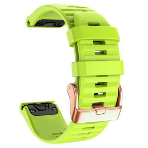 Watch Bands for Garmin Fenix 7S / 6S Pro / 5S Plus / Instinct 2S , Horizontal Stripes Silicone 20mm Strap with Rose Gold Buckle - Green