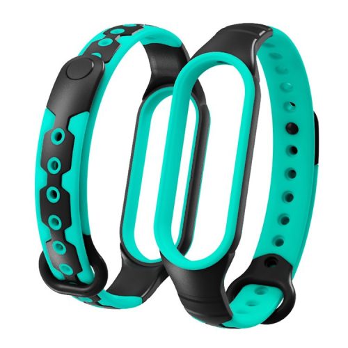 Bi-color Silicone Smart Watch Band Bracelet Wrist Strap Replacement for Xiaomi Mi Band 6 - Black/Green