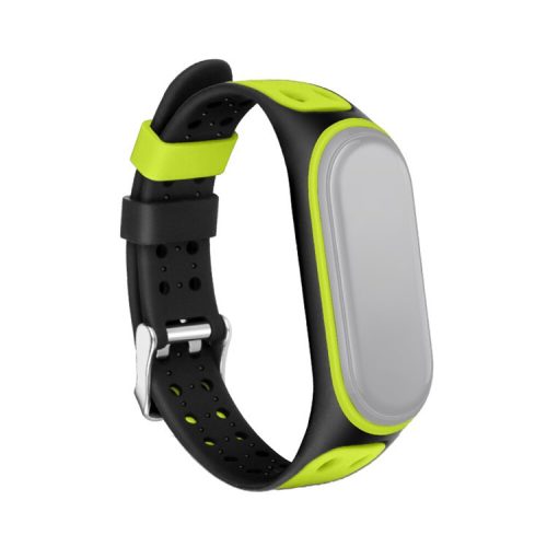 Bi-color Silicone Watch Band Replacement Strap for Xiaomi Mi Band 5/6/7 - Black/Green