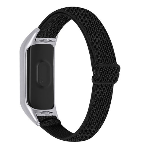 Braided Nylon Strap Watch Band Adjustable Elastic Solo Sports Loop Bracelet for Xiaomi Mi Band 4 / 3 - Black