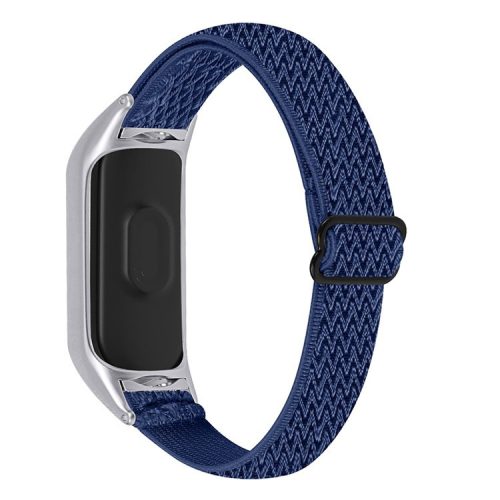 Braided Nylon Strap Watch Band Adjustable Elastic Solo Sports Loop Bracelet for Xiaomi Mi Band 4 / 3 - Midnight Blue