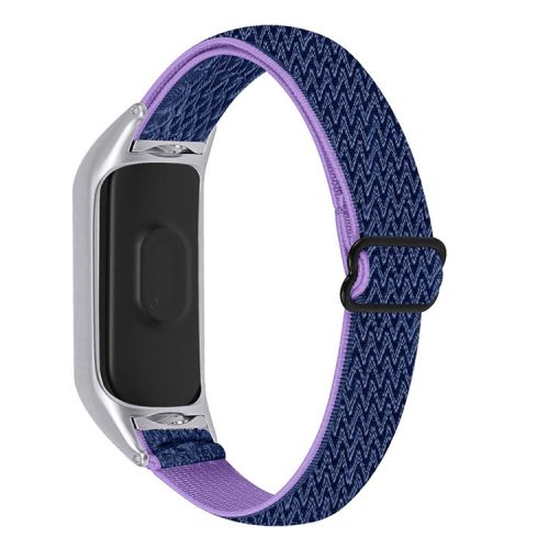 Braided Nylon Strap Watch Band Adjustable Elastic Solo Sports Loop Bracelet for Xiaomi Mi Band 4 / 3 - Purple/Blue