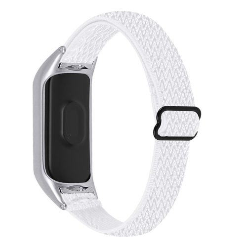 Braided Nylon Strap Watch Band Adjustable Elastic Solo Sports Loop Bracelet for Xiaomi Mi Band 4 / 3 - White