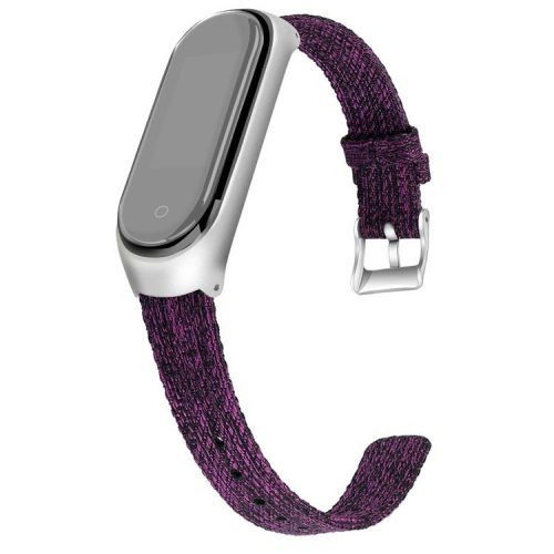 Canvas Watch Band Wrist Strap for Xiaomi Mi Band 4/3 - Dark Purple