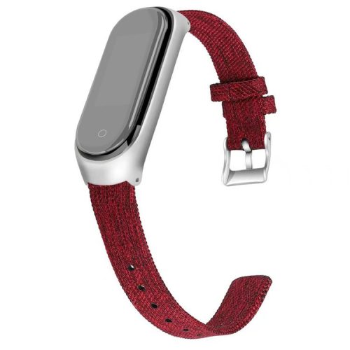 Canvas Watch Band Wrist Strap for Xiaomi Mi Band 4/3 - Red