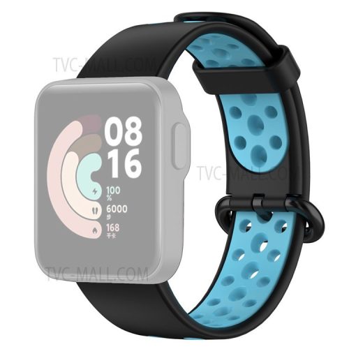 Dual-Color Hollow Silicone Watchband Strap Replacement for Xiaomi Redmi Watch 2 - Black/Blue