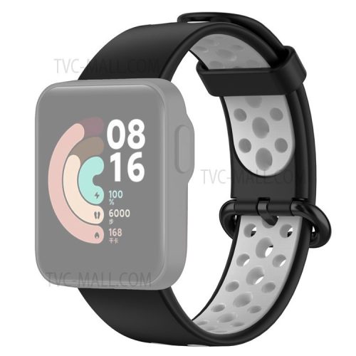 Dual-Color Hollow Silicone Watchband Strap Replacement for Xiaomi Redmi Watch 2 - Black/Grey