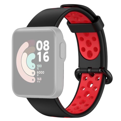 Dual-Color Hollow Silicone Watchband Strap Replacement for Xiaomi Redmi Watch 2 - Black/Red