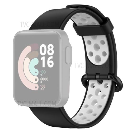 Dual-Color Hollow Silicone Watchband Strap Replacement for Xiaomi Redmi Watch 2 - Black/White