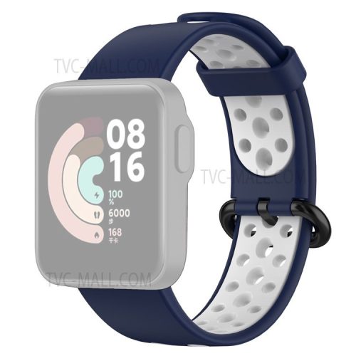 Dual-Color Hollow Silicone Watchband Strap Replacement for Xiaomi Redmi Watch 2 - Dark Blue/White