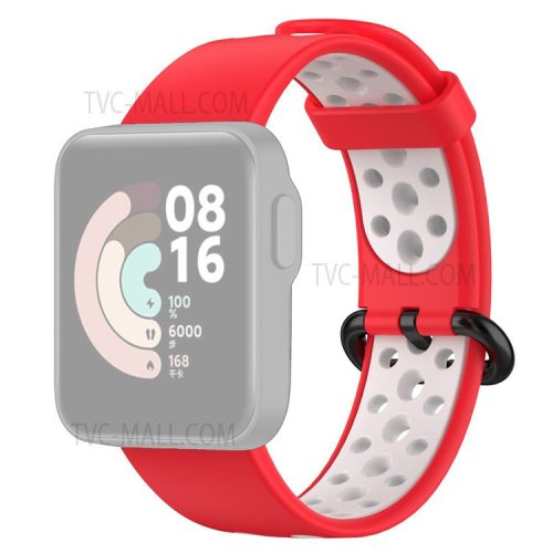 Dual-Color Hollow Silicone Watchband Strap Replacement for Xiaomi Redmi Watch 2 - Red/White