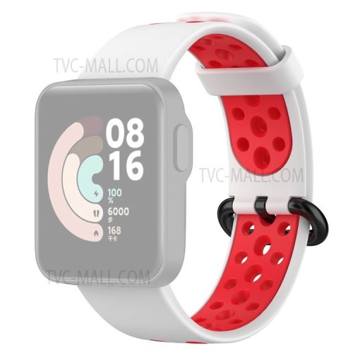 Dual-Color Hollow Silicone Watchband Strap Replacement for Xiaomi Redmi Watch 2 - White/Red