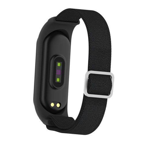 Elastic Nylon Smart Watch Strap Replacement Watchband for Xiaomi Mi Band 3/4/5/6 - Black