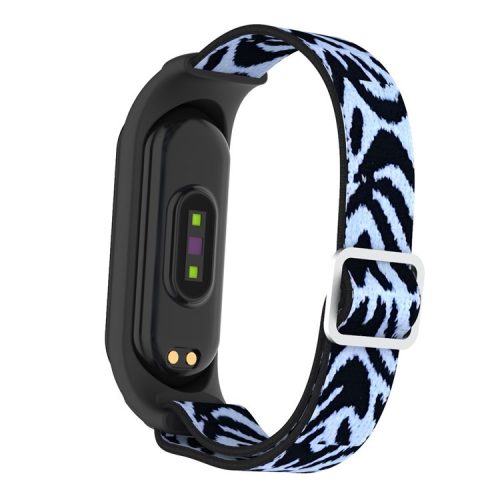 Elastic Nylon Smart Watch Strap Replacement Watchband for Xiaomi Mi Band 3/4/5/6 - Blue/Leopard