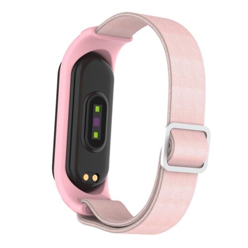 Elastic Nylon Smart Watch Strap Replacement Watchband for Xiaomi Mi Band 3/4/5/6 - Light Pink