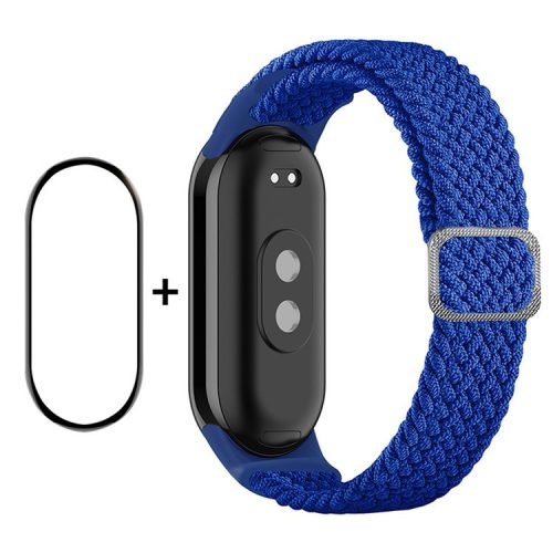 ENKAY HAT-PRINCE For Xiaomi Mi Band 9 NFC / Mi Band 9 / Smart Band 8 NFC / Smart Band 8 Watch Band Nylon Strap with PMMA Film - Blue