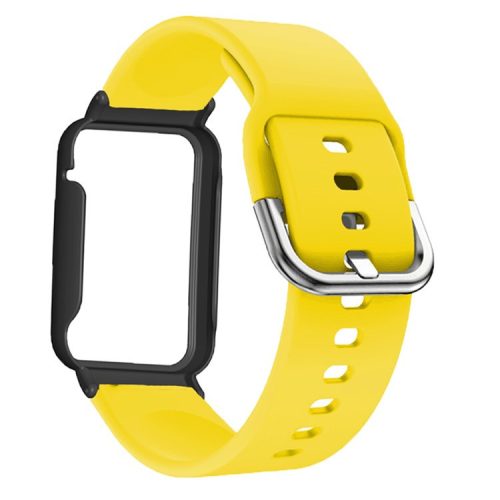 Flexible Silicone Watchband for Xiaomi Mi Band 7 Pro Smart Watch Replacement Strap with Watch Case Cover - Yellow / Black