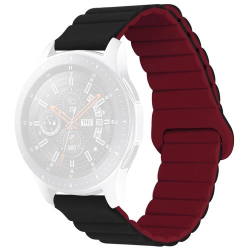 For Haylou RT / RT2 / GST / GS / RS3 / Huawei Watch 3 / Xiaomi Watch S1 / S1 Active, Magnetic Watch Band 22mm Universal Silicone Wrist Strap - Black / Wine Red