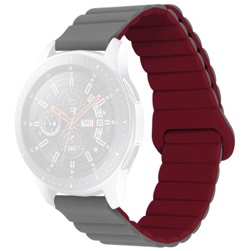 For Haylou RT / RT2 / GST / GS / RS3 / Huawei Watch 3 / Xiaomi Watch S1 / S1 Active, Magnetic Watch Band 22mm Universal Silicone Wrist Strap - Grey / Wine Red