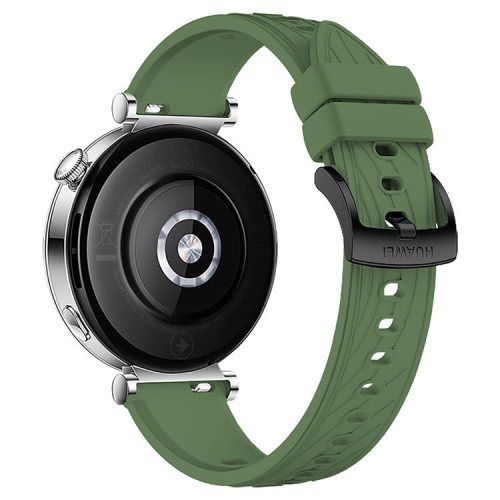 For Huawei Watch GT 4 41mm / Xiaomi Mi Watch Silicone Band 18mm Textured Watch Strap - Green+Black Buckle