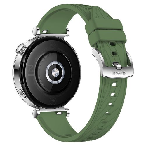 For Huawei Watch GT 4 41mm / Xiaomi Mi Watch Silicone Band 18mm Textured Watch Strap - Green+Silver Buckle