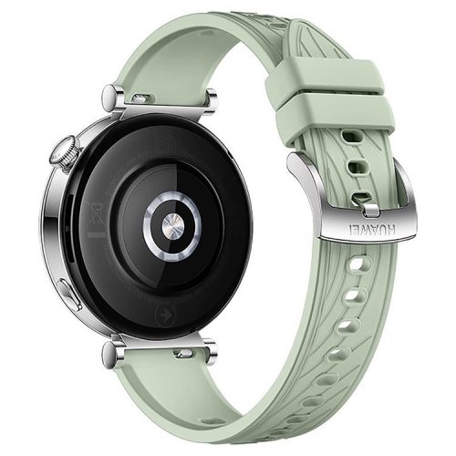 For Huawei Watch GT 4 41mm / Xiaomi Mi Watch Silicone Band 18mm Textured Watch Strap - Light Green+Silver Buckle