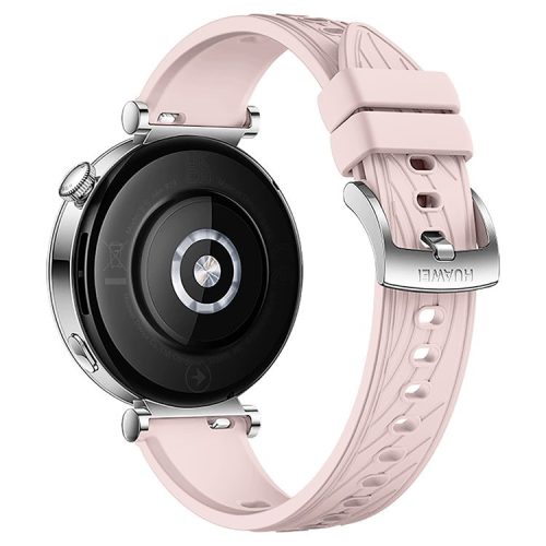 For Huawei Watch GT 4 41mm / Xiaomi Mi Watch Silicone Band 18mm Textured Watch Strap - Pink+Silver Buckle