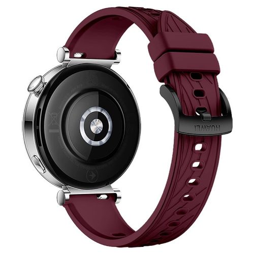 For Huawei Watch GT 4 41mm / Xiaomi Mi Watch Silicone Band 18mm Textured Watch Strap - Wine Red+Black Buckle