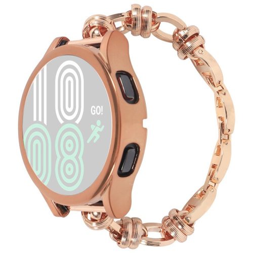 For Huawei Watch GT3 46mm/Xiaomi Haylou RS3 Watch Strap 22mm Stainless Steel Watch Band with Thread Design for Girls - Rose Gold