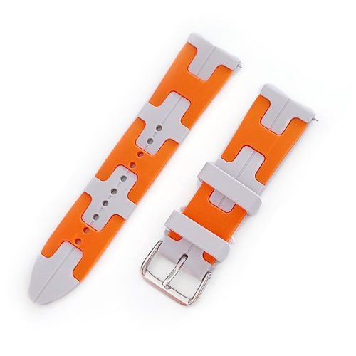 For Samsung Galaxy Watch3 45mm / Huawei Watch Ultimate / Xiaomi Watch S1 Silicone 22mm Watch Strap - White / Orange